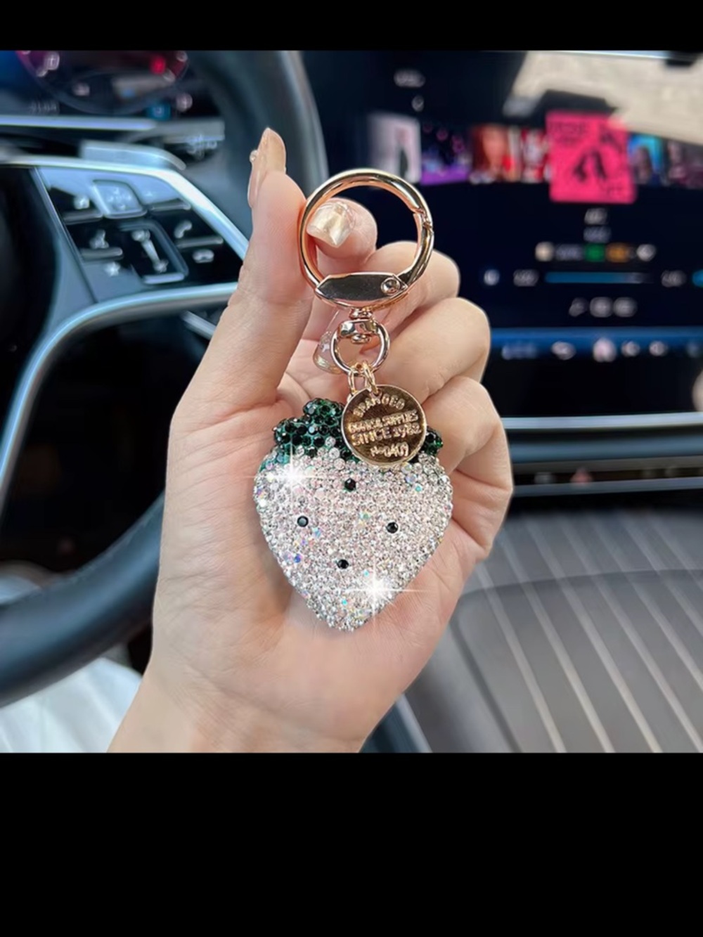 Choice-Bling Rhinestone Strawberry Purse Charm Keychain Kawaii Bag Accessory - Picture 6 of 6